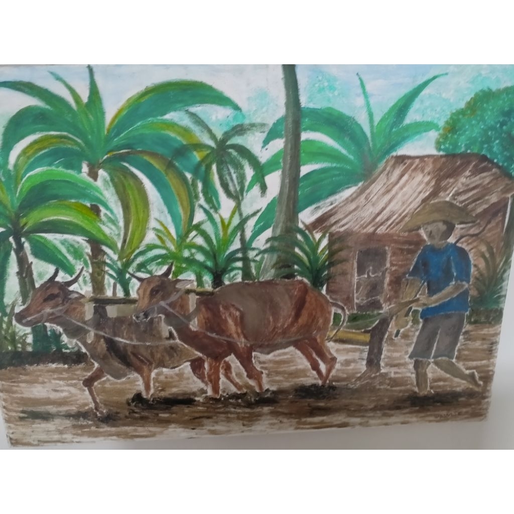 lukisan bajak sawah