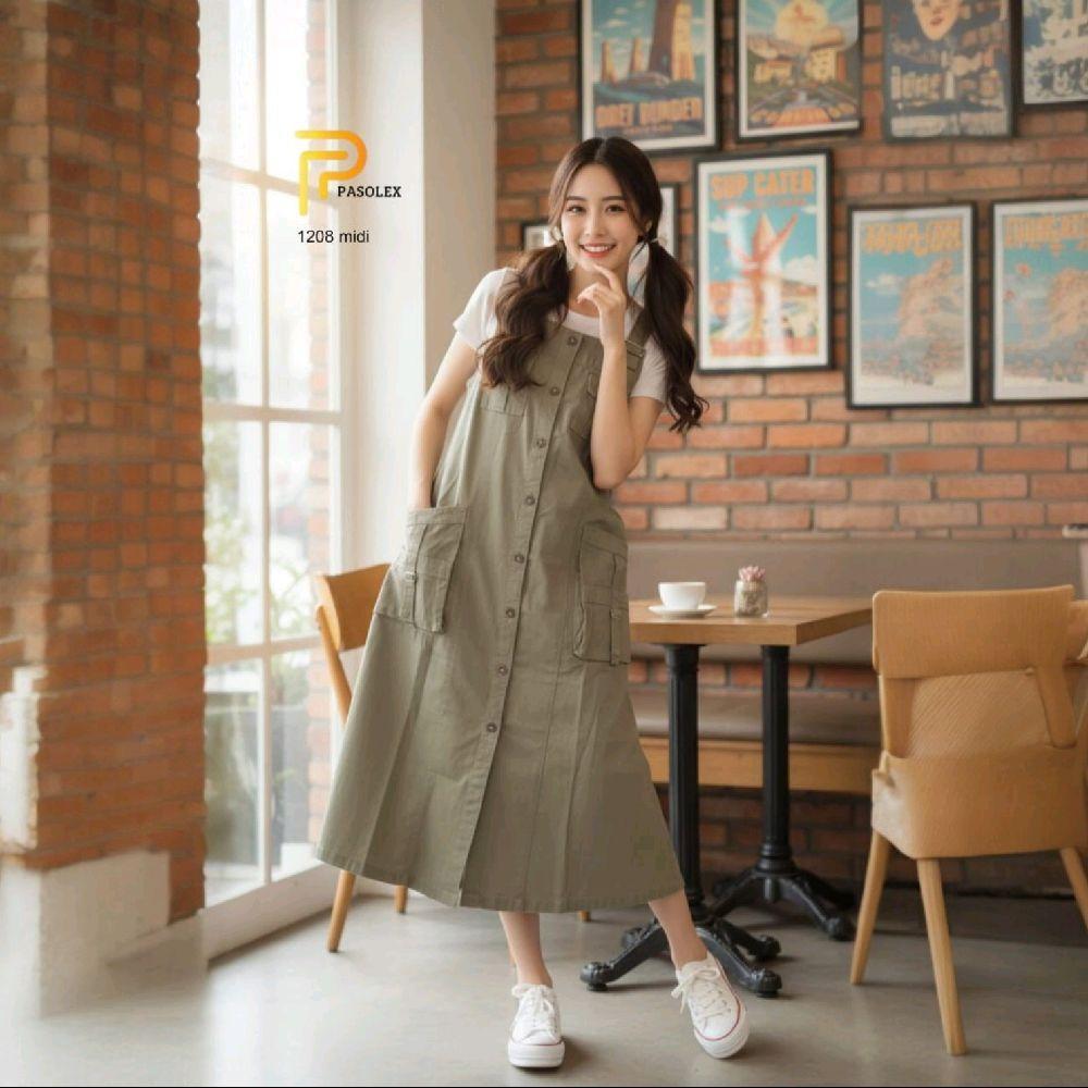 PASOLEX Overall Wanita Motif 1208 Midi Overall Dress
