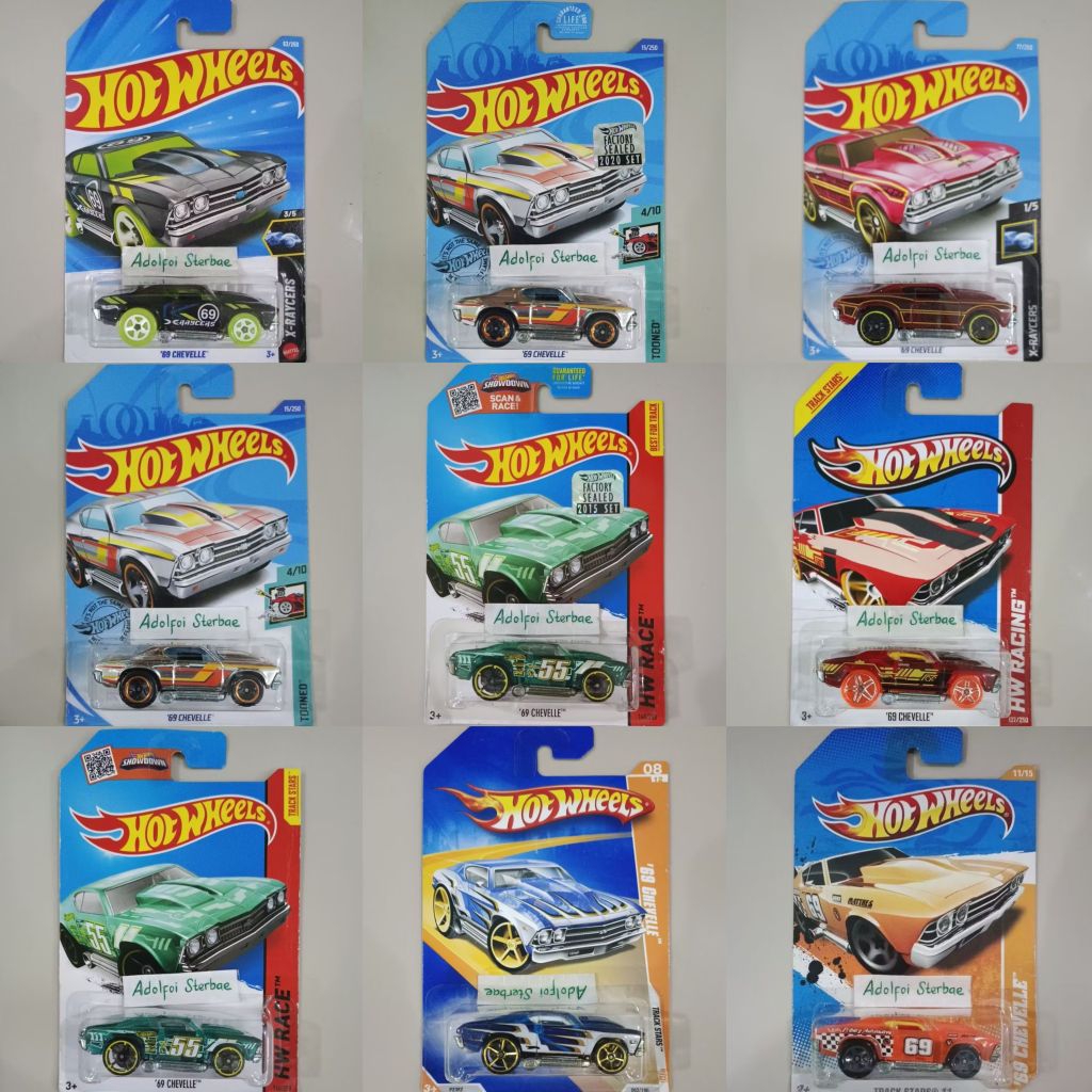 hotwheels hot wheels '69 chevelle factory sealed tooned hw race x-raycers silver track stars 11 hw r
