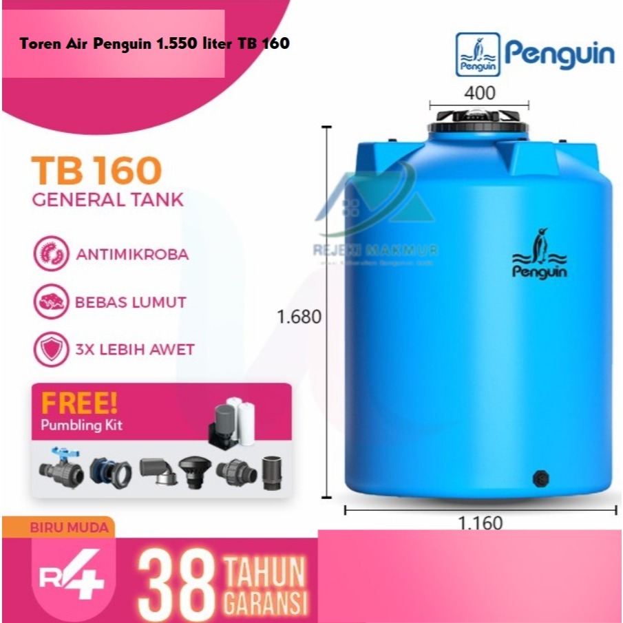 Toren Air Penguin 1550 liter TB 160 / Tangki Air Penguin Kap 1550 ltr