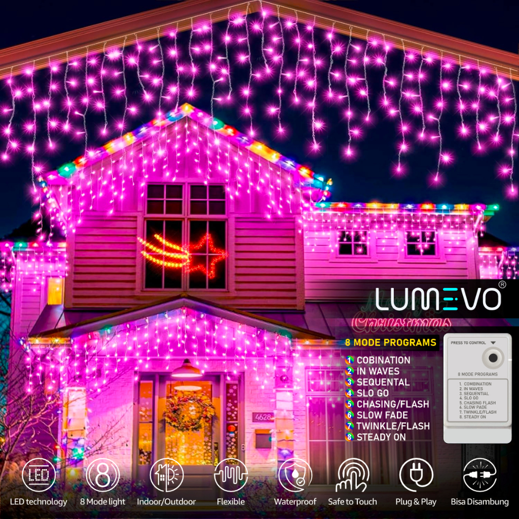 Lampu Hias Dekorasi LED twinkle tumblr waterproof model gantung tirai rumbai dekorasi cafe restoran 