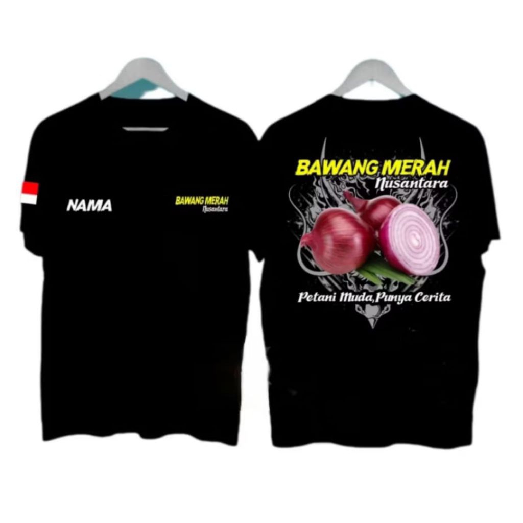 KAOS PETANI BAWANG MERAH NUSANTARA PETANI MUDA PUNYA CERITA MOTIF KUNING FREE NAMA