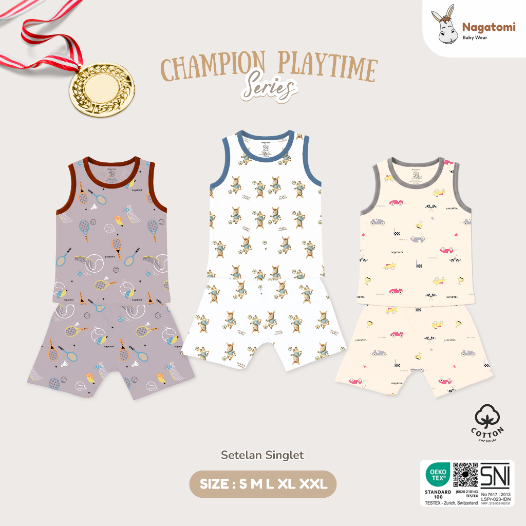 NAGATOMI - Setelan Baju Anak Kutung Champion Playtime