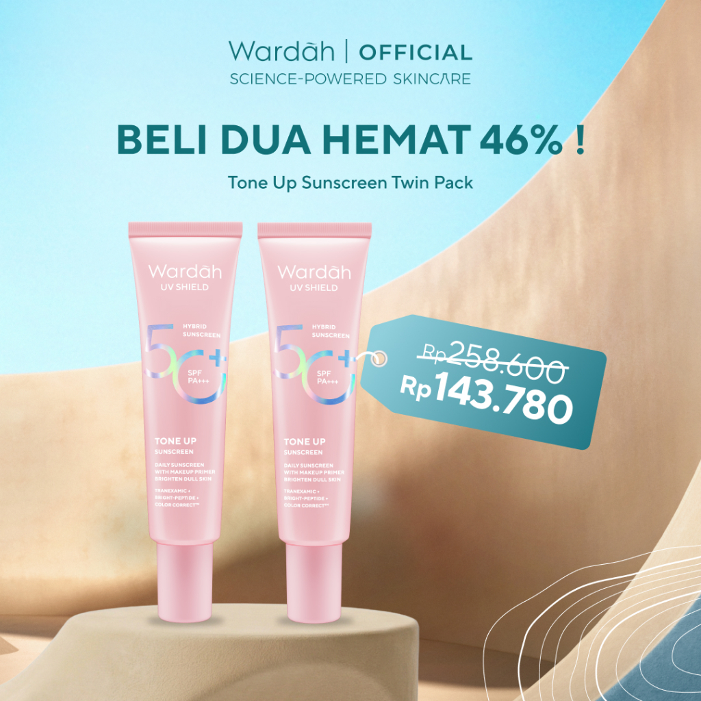 Wardah Sunscreen UV Shield Tinted Tone Up SPF 50 PA 30 ml - Makeup Primer, Base Make Up, Mencerahkan