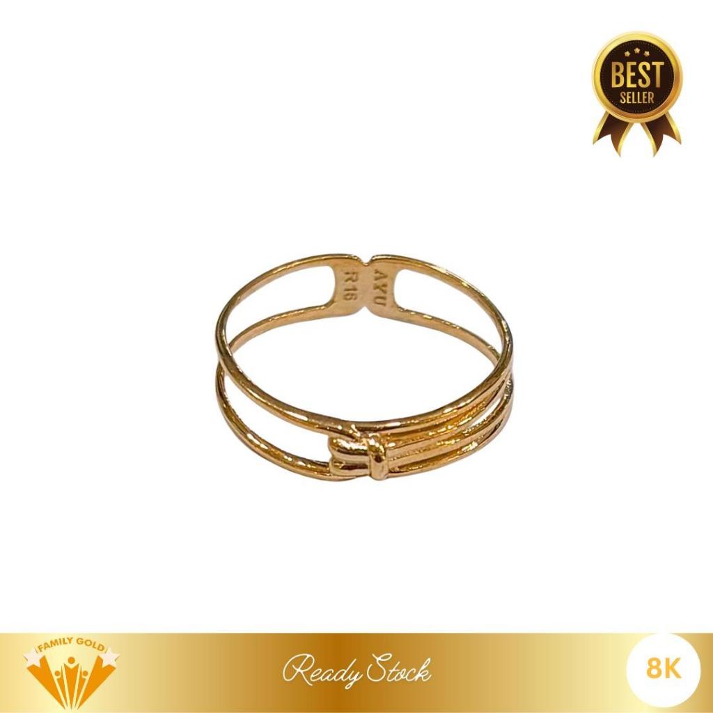 Cincin Emas Kadar 8K Model Linear Knot Family Gold
