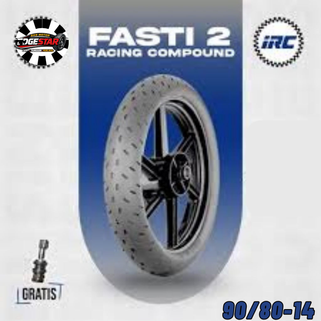BAN IRC RACING RING 14 90/80-14 FASTI 2 SATUAN/SEPASANG BAN TUBELES MATIC SOFTCOMPOND