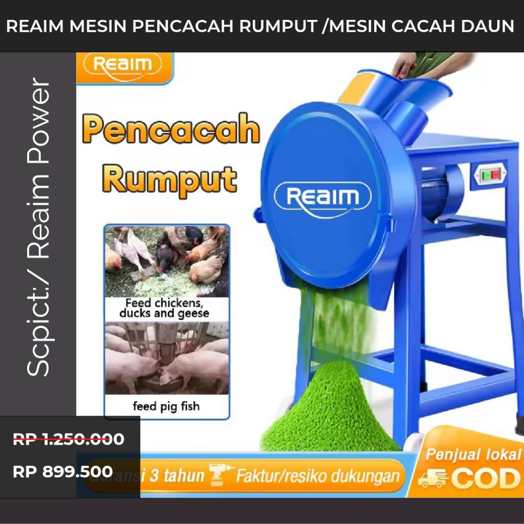 Promo  REAIM Mesin Pencacah Rumput /Mesin Cacah Daun Sayur/Rumput/Ranting/Mesin Cacah Pakan Unggas