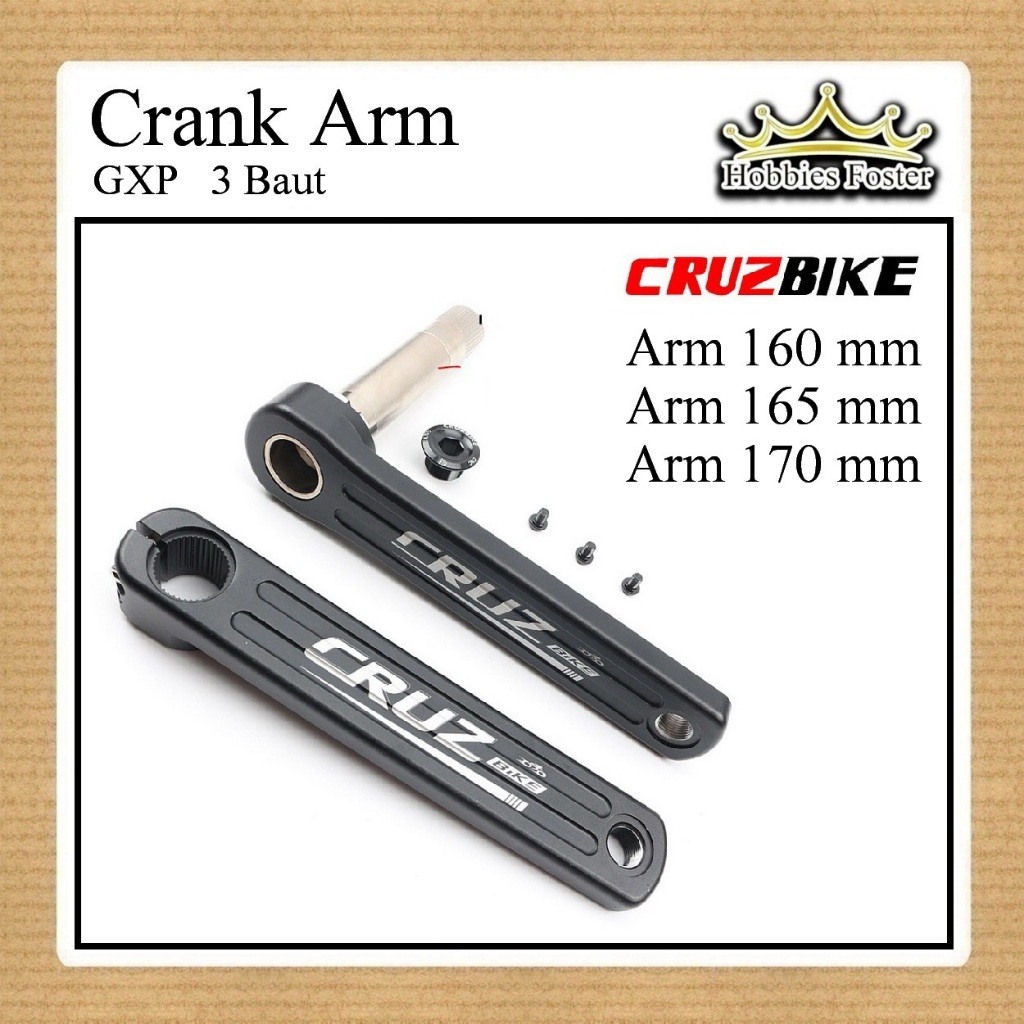HBF Crank Arm SEPEDA GXP Cruz Bike 160 165 170 - 3 Lubang / 24mm x 96mm / CNC AL7075