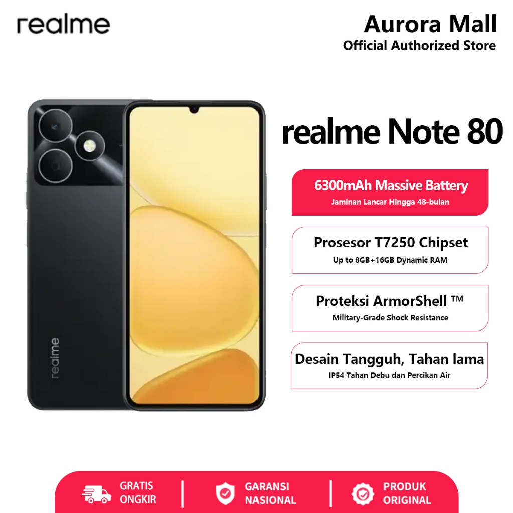 Hp realme Note 80 4/128GB (4GB+8GB Extended RAM) Official Store Android Handphone Terbaru 2026 Ori
