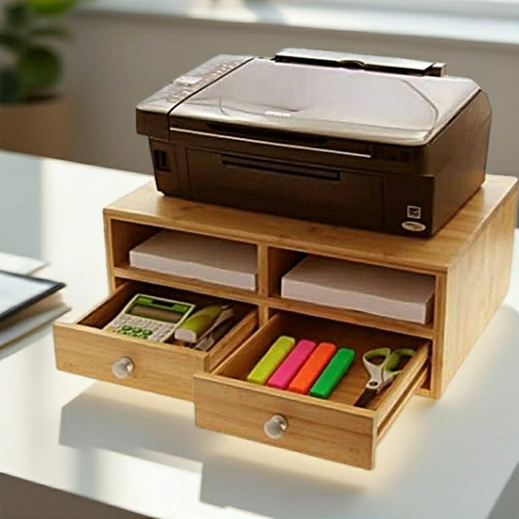 Rak Printer Meja Printer kayu pinus