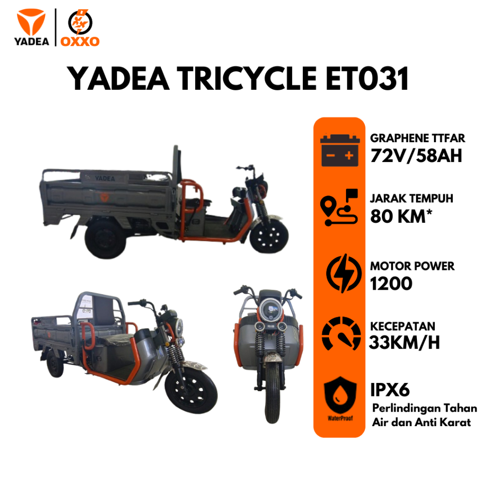 (OFFICIAL) Motor Listrik 3 Roda Yadea ET031 Garansi Resmi
