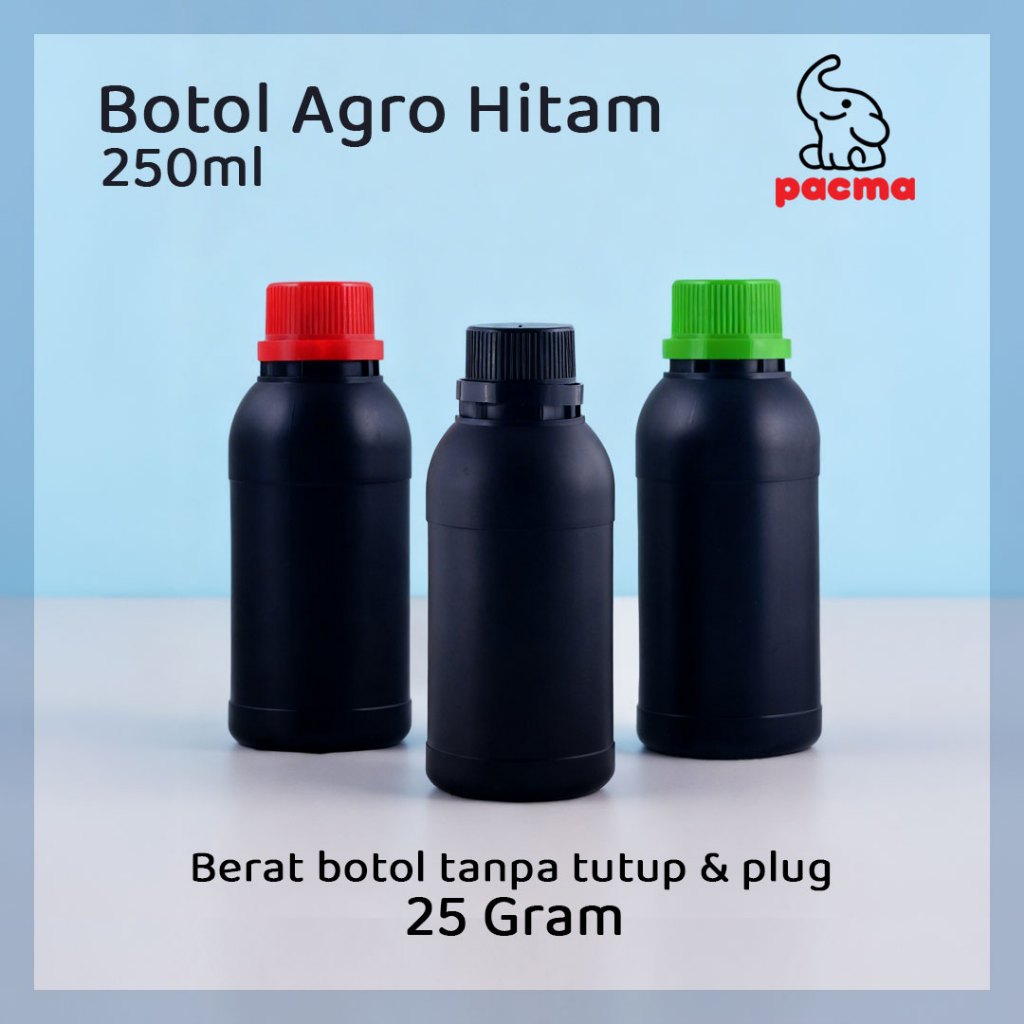 Botol Agro Labor 250 ml Hitam Solid