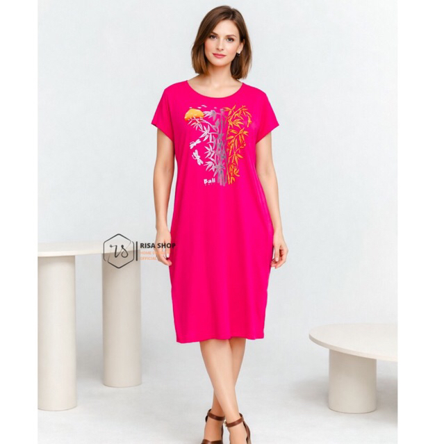 Daster Bali Bambu XL - Dress Bambu Halus Jersey LD 120.rs