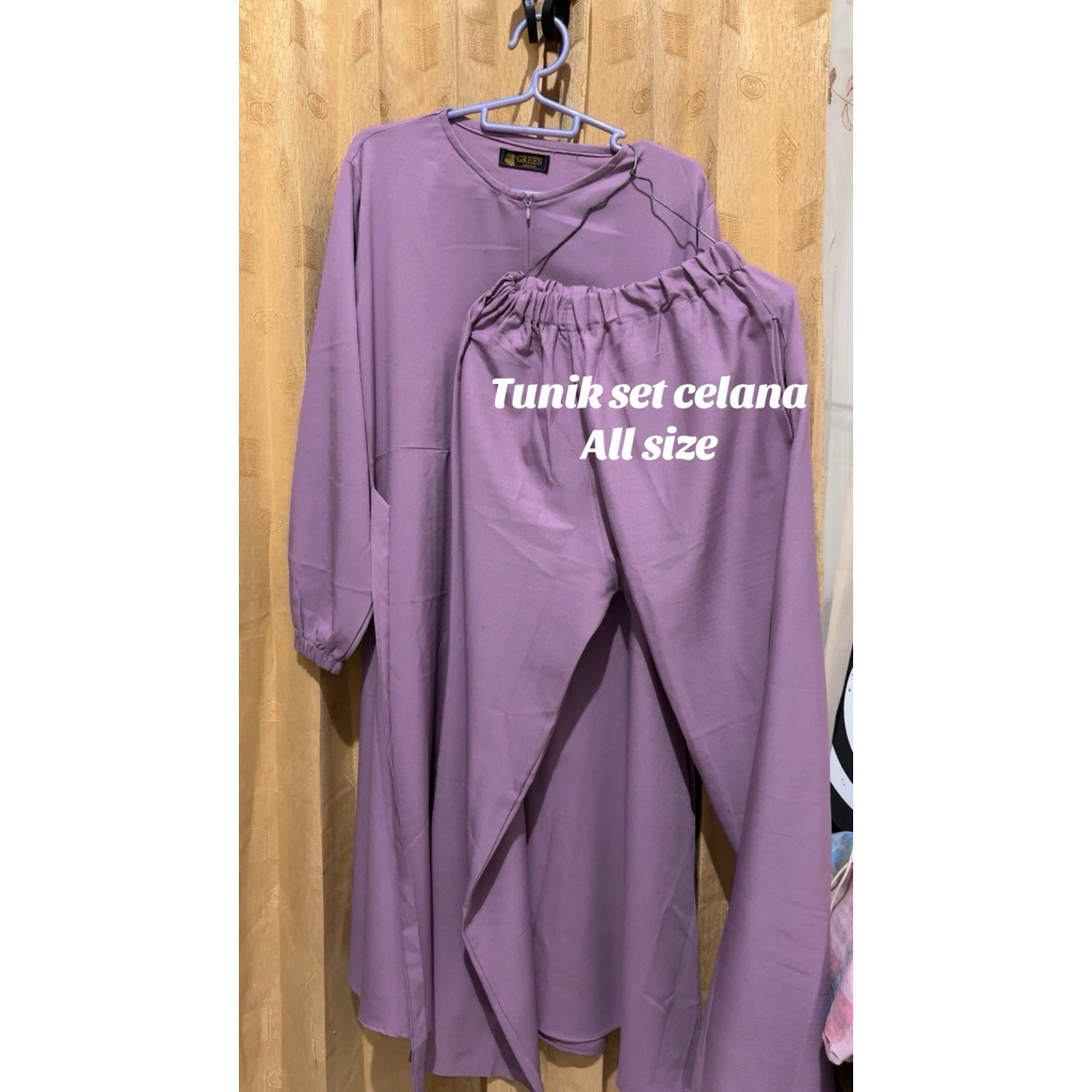 preloved set tunik lilac