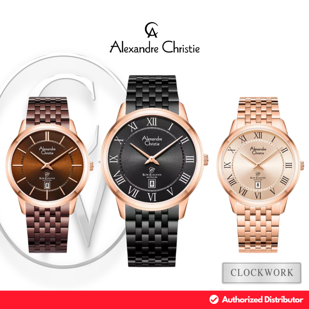 Jam Tangan Pria Alexandre Christie Classic Steel AC 8709 MDB Rantai Couple Formal Simple
