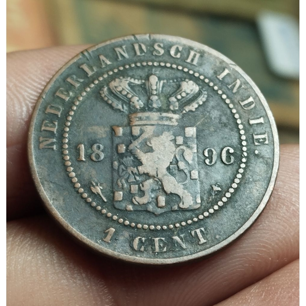 koin 1 cent Nederland indie thn 1896 asli sesuai foto detail