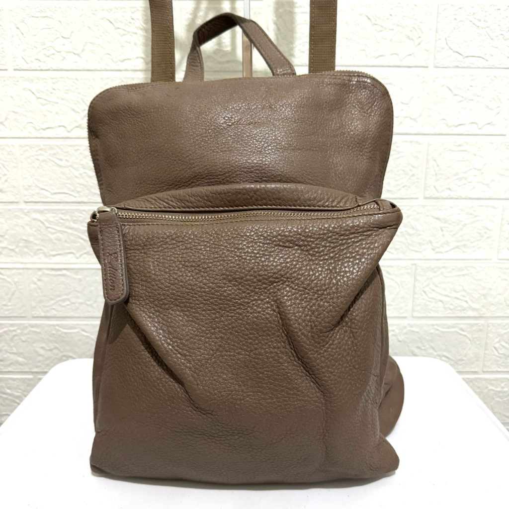 tas ransel kulit asli. tas sling bag ensoen. tas long shoulder kulit asli. tas prelop. coklat taupe