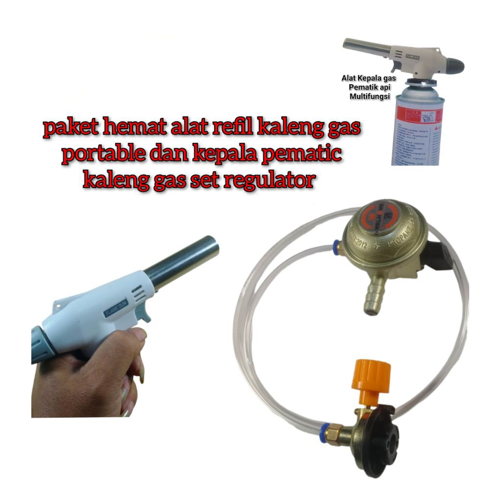 paket komplit refil gas kaleng portable regulator dan kepala pematic kaleng Gas portable