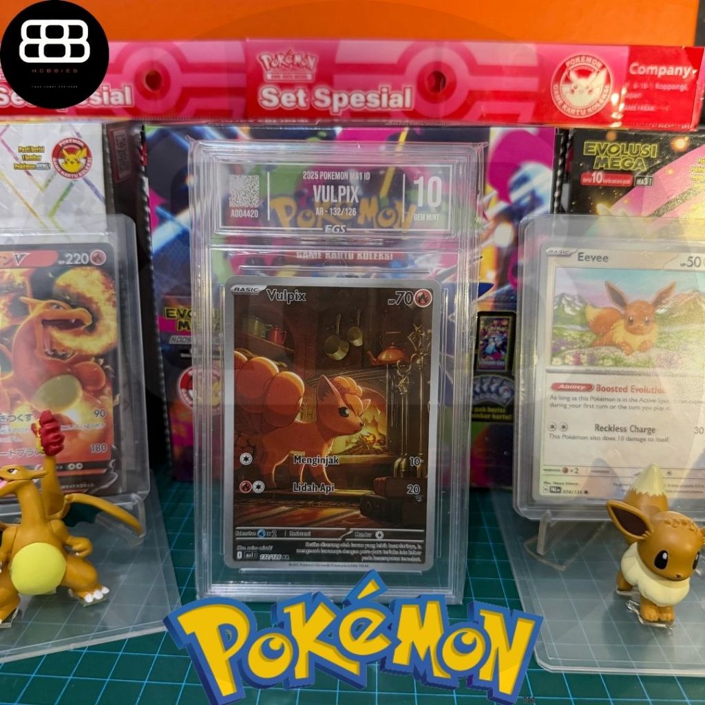 Kartu Pokemon Vulpix AR 132/126 Bahasa Indonesia Slab Grading 10 EGS