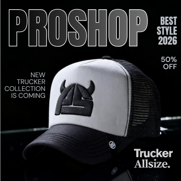 Topi Jaring Pria Topi Jaring Pria Trucker Distro Original PROSHOP PSXTR-HAH Hitam Abu