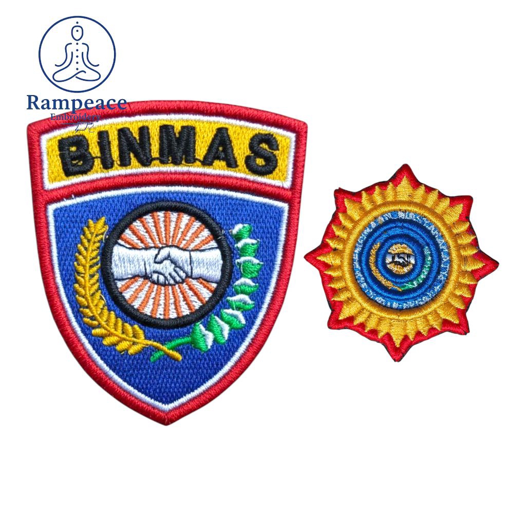 Atribut Logo Binmas Polri Dan Pin Binmas Polri Bordir Timbul 1set/Satu Pasang Kualitas Terbaik