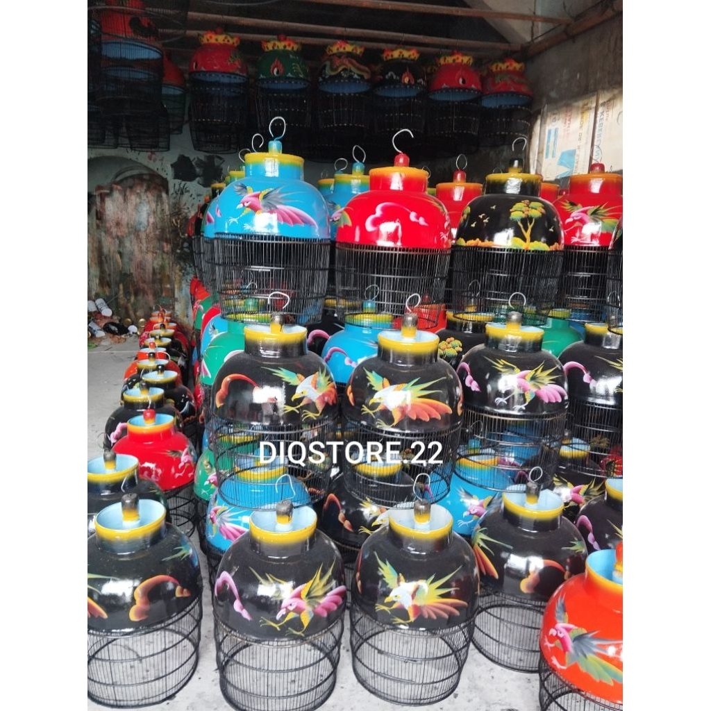 SANGKAR BURUNG PERKUTUT/SANGKAR BURUNG PERKUTUT MODEL TENONGAN/BARONG LUKISAN BURUNG