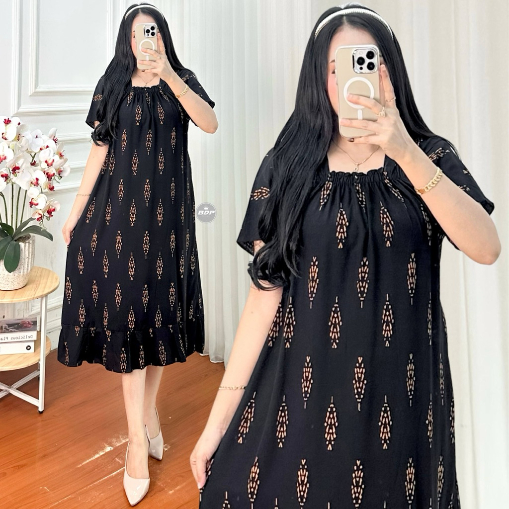 Daster super Jumbo kekinian terbaru Busui Bumil kerut dada Size LD 120 cm Fuji Pendek bahan Rayon Le