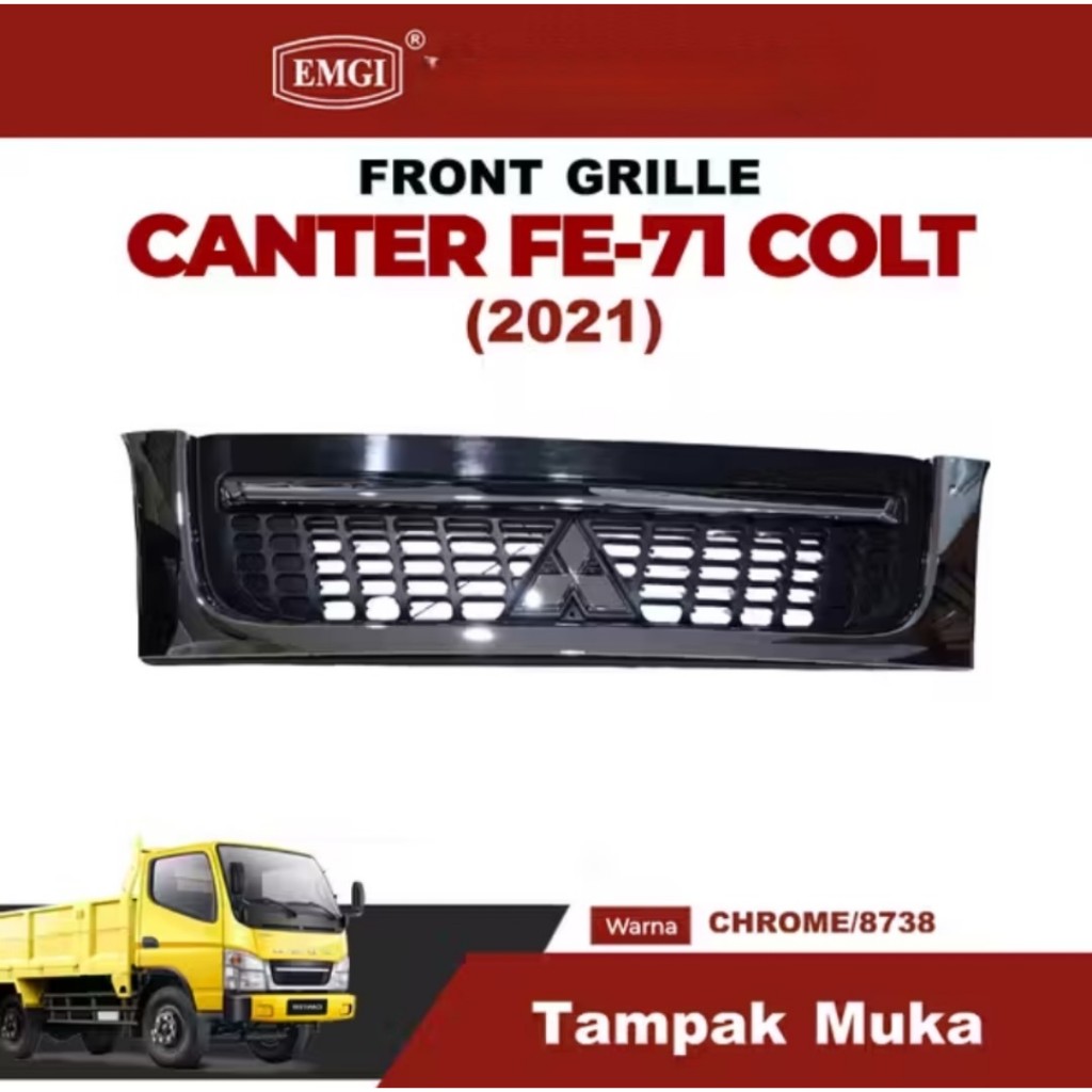 EMGI 8738 GRILLE/GRIL/RAMBANG/REMBANG/EMBLEM RAM DEPAN CHROME+LOGO MARK CANTER FE71/FE-71 EURO 4/COL