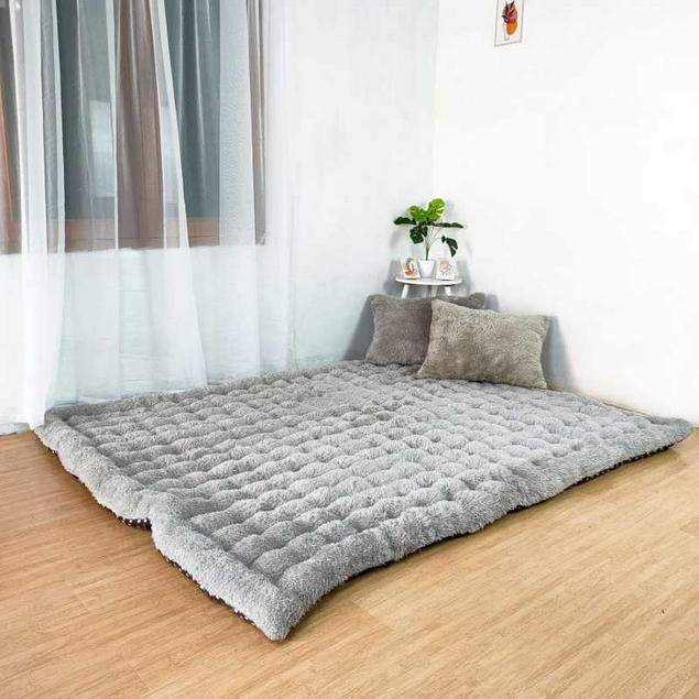 King-Matras Kasur Lantai Bulu Rasfur Bonus 2 Bantal Ukuran Jumbo, Kasur Gender Bulu Super Premium