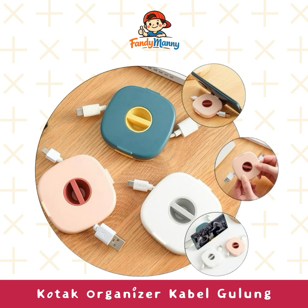 Kotak Organizer Kabel Gulungan + Stand HP