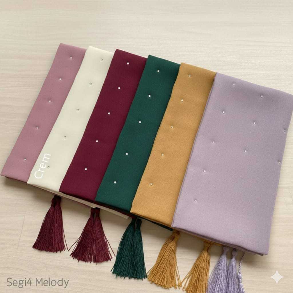 HIJAB polycatun  (Bella square)SWAROVSKI TASSEL PREMIUM ANTI LETOY