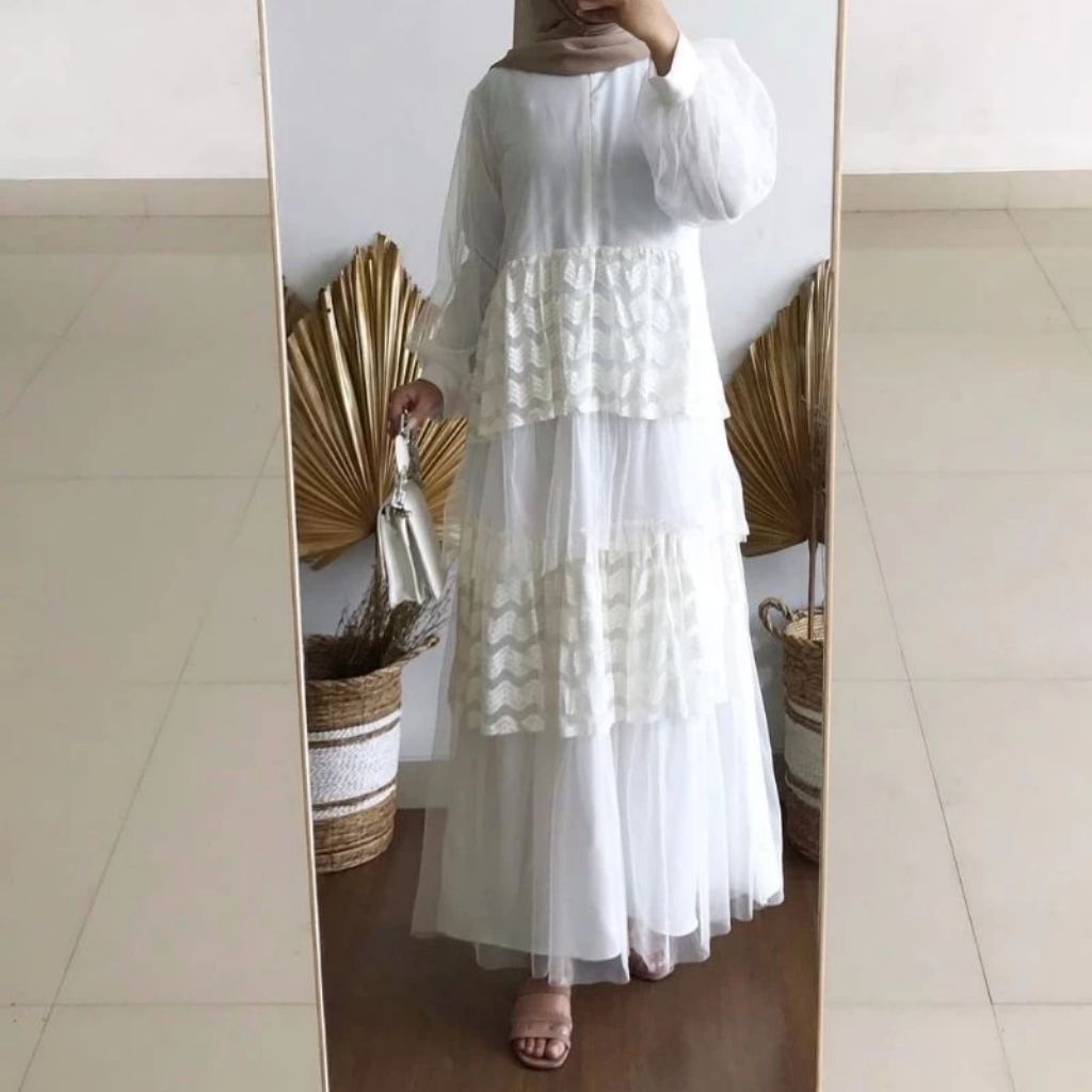 Anika maxy dress putih gamis maxi dress wanita