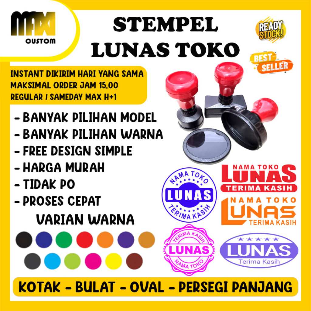 STEMPEL LUNAS CUSTOM / STEMPEL TOKO / Stempel lunas bulat/ Stempel lunas Persegi / Stempel Custom