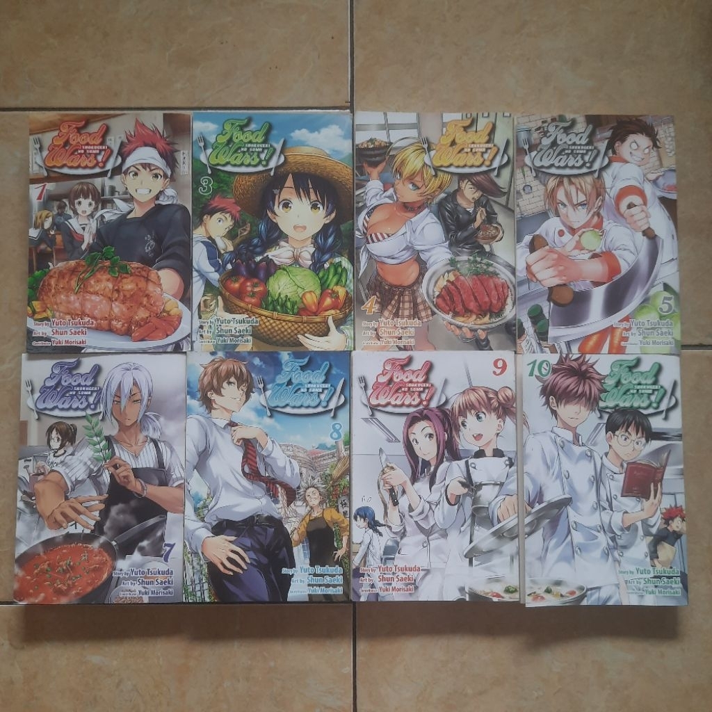 Set 8 Pcs Komik Shokugeki No Soma Food Wars 1 - 10 Minus Nomor 2 dan 6 Viz Media Bahasa Inggris Orig