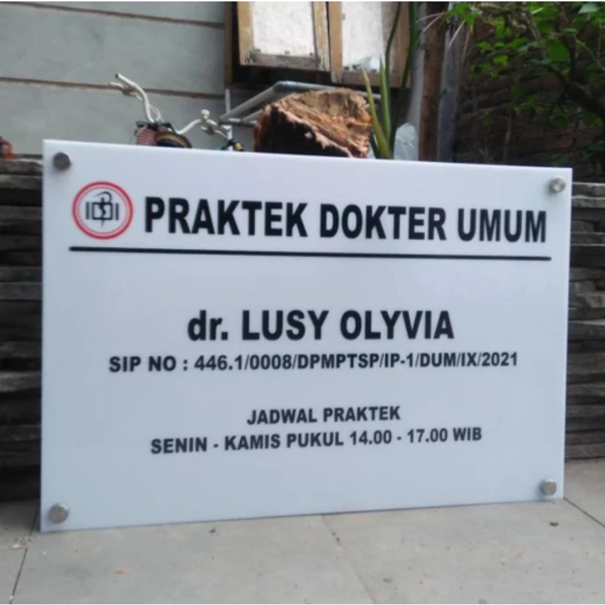 Papan Nama Akrilik Dokter/Bidan/Apoteker Elegan
