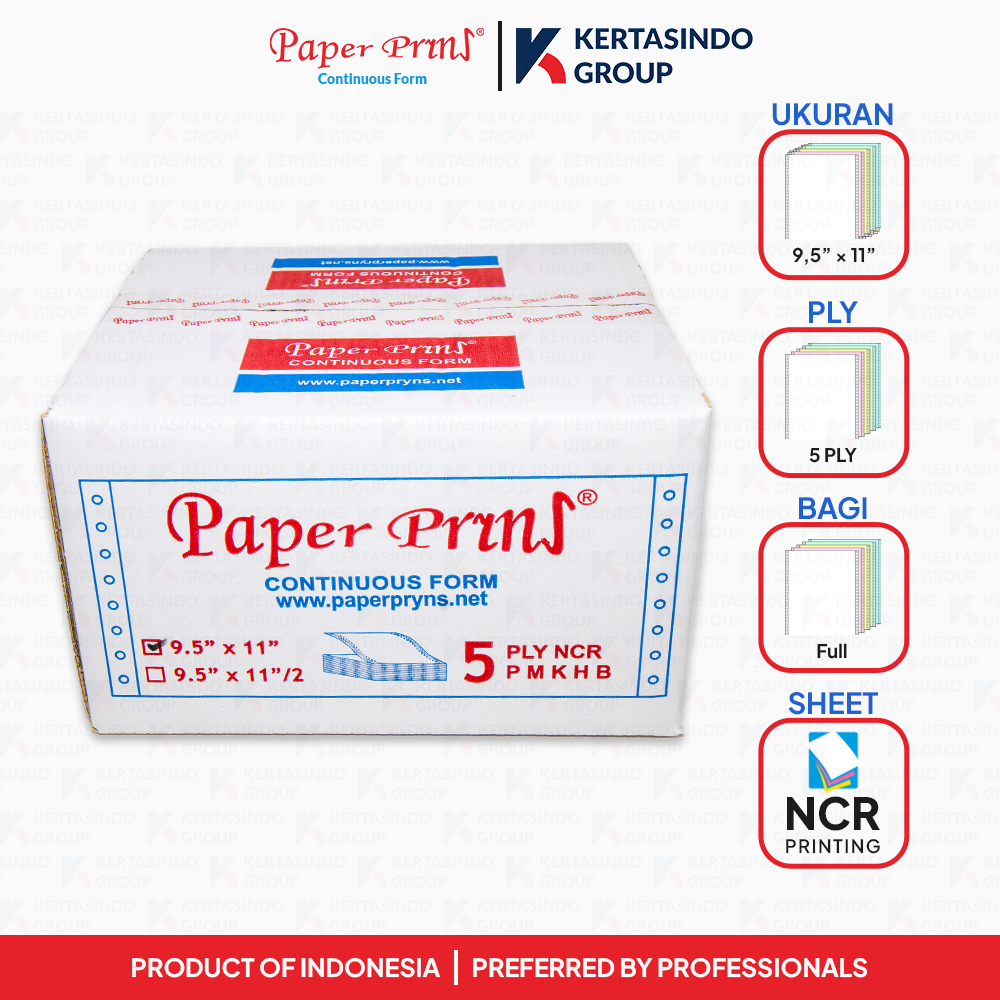 Kertas Continuous Form Paperpryns NCR 5 PLY 9,5 x 11