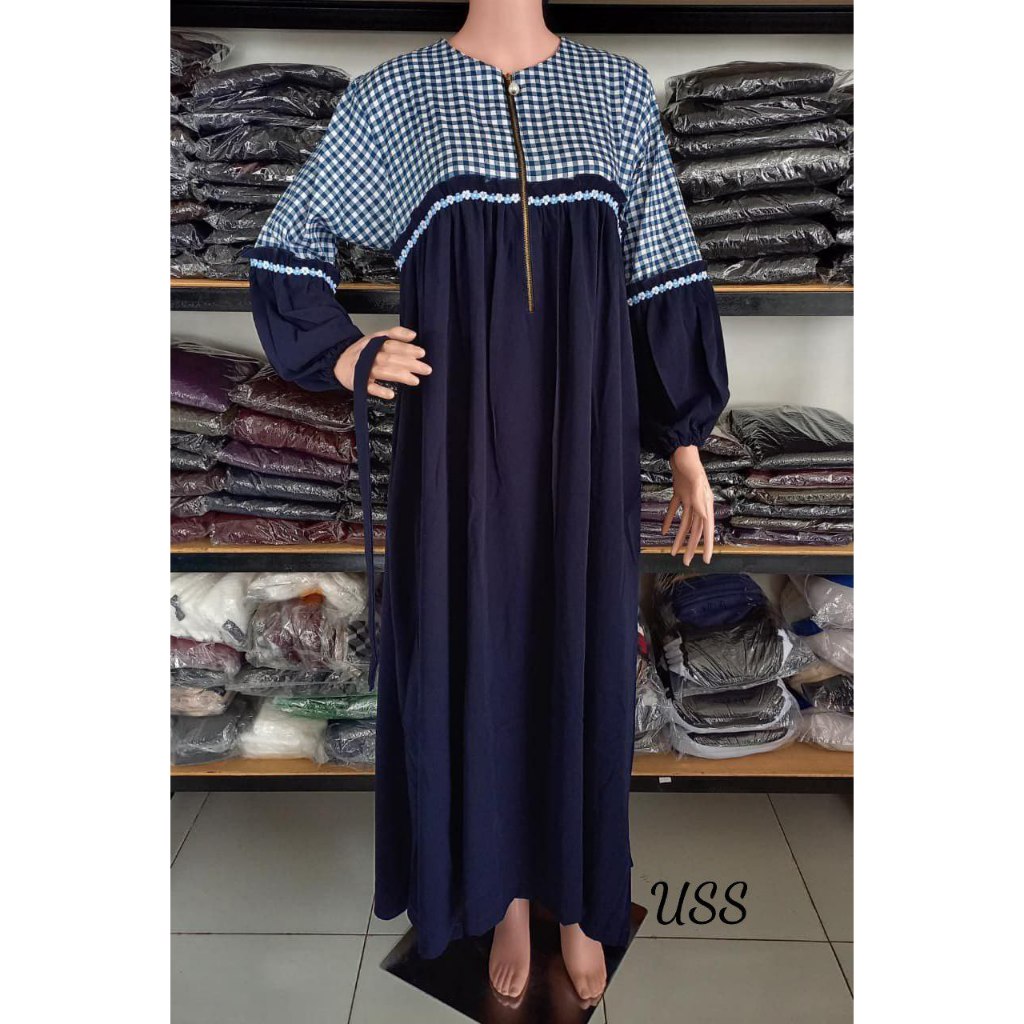 GAMIS AMEENA KOMBINASI WOOLPEACH DAN KATUN PREMIUM EMBOS