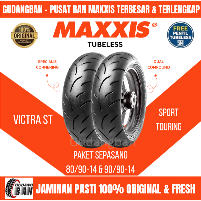 [ PAKET SEPASANG ] 80 90 & 90 90 14 TUBELESS ANTI-SLIP & HARIAN CORNERING Ban Motor STANDAR MATIC (B