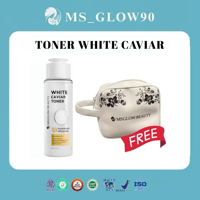 (FREE POUCH) WHITE CAVIAR TONER MS GLOW / Toner Mencerahkan / Toner Flek Noda Hitam