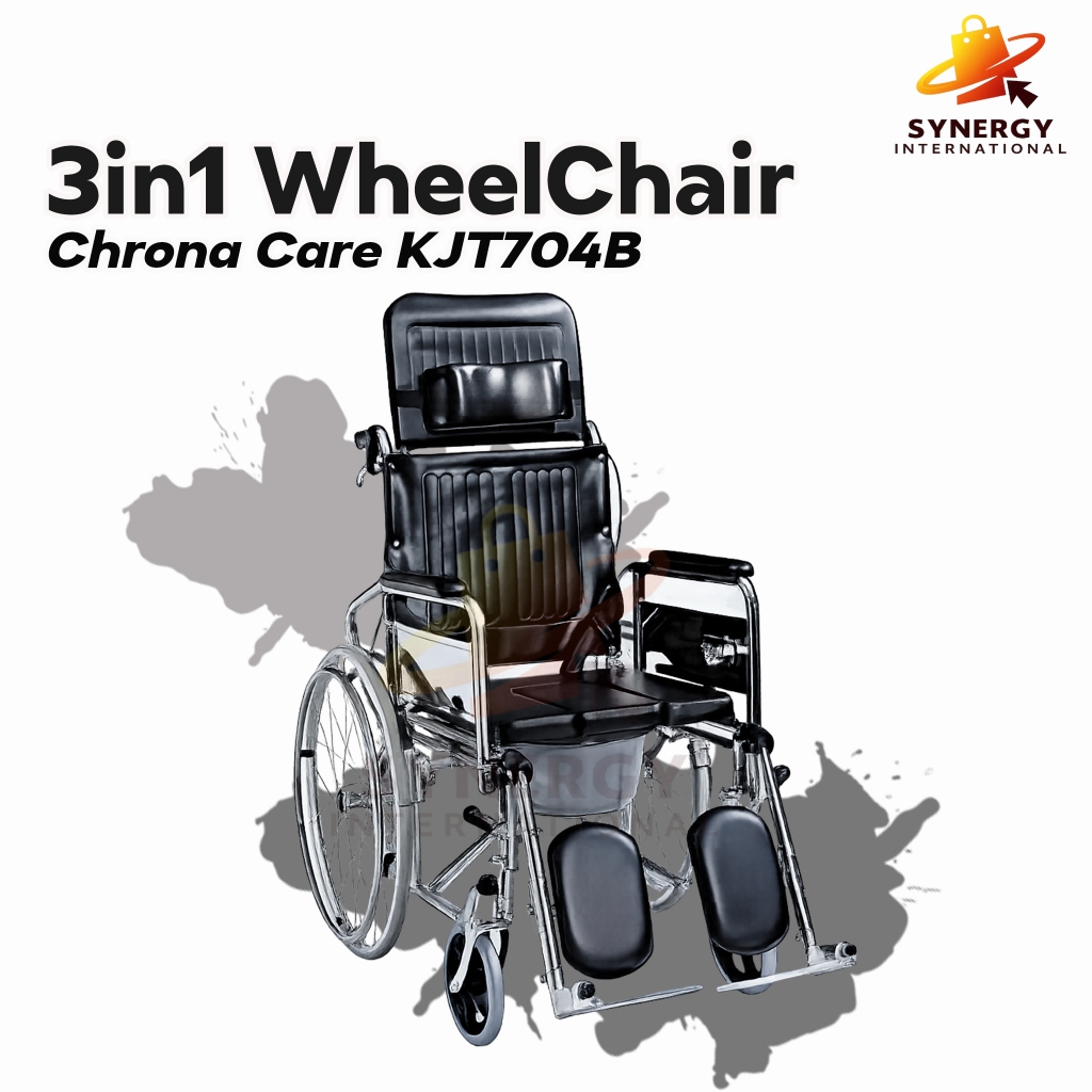 Chrona Care Kursi Roda 3in1 KJT704B Multifungsi I Alat Bantu Jalan Pasien Lansia Kokoh