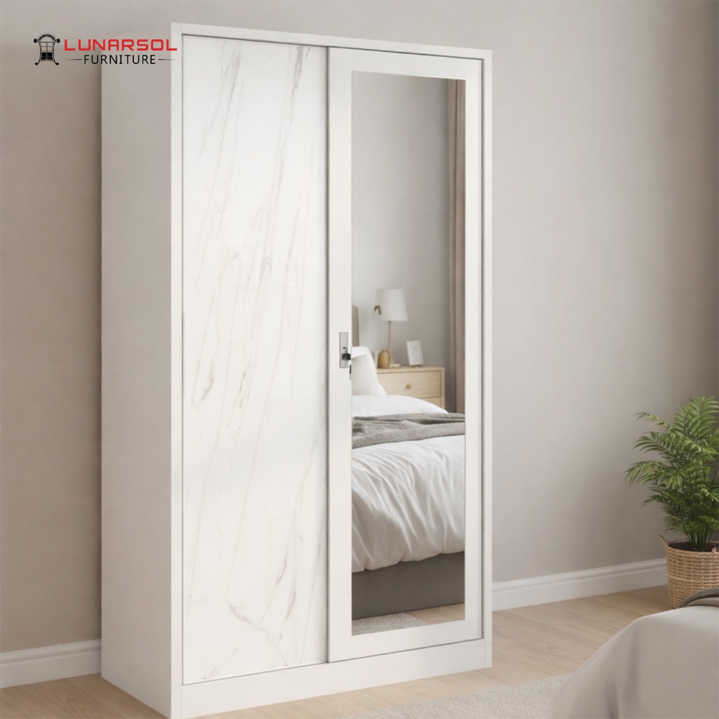 LUNARSOL Steel Wardrobe - Lemari Pakaian Besi 2 Pintu Anti Rayap 85cm / 90cm