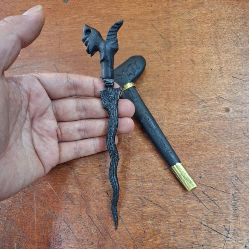 Barang Koleksi - Keris fiber gagang wayang/petruk/dll mata besi hitam