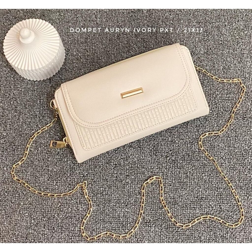 Tas Dompet Wanita Auryn Muat HP Premium Pakai Tali Rantai