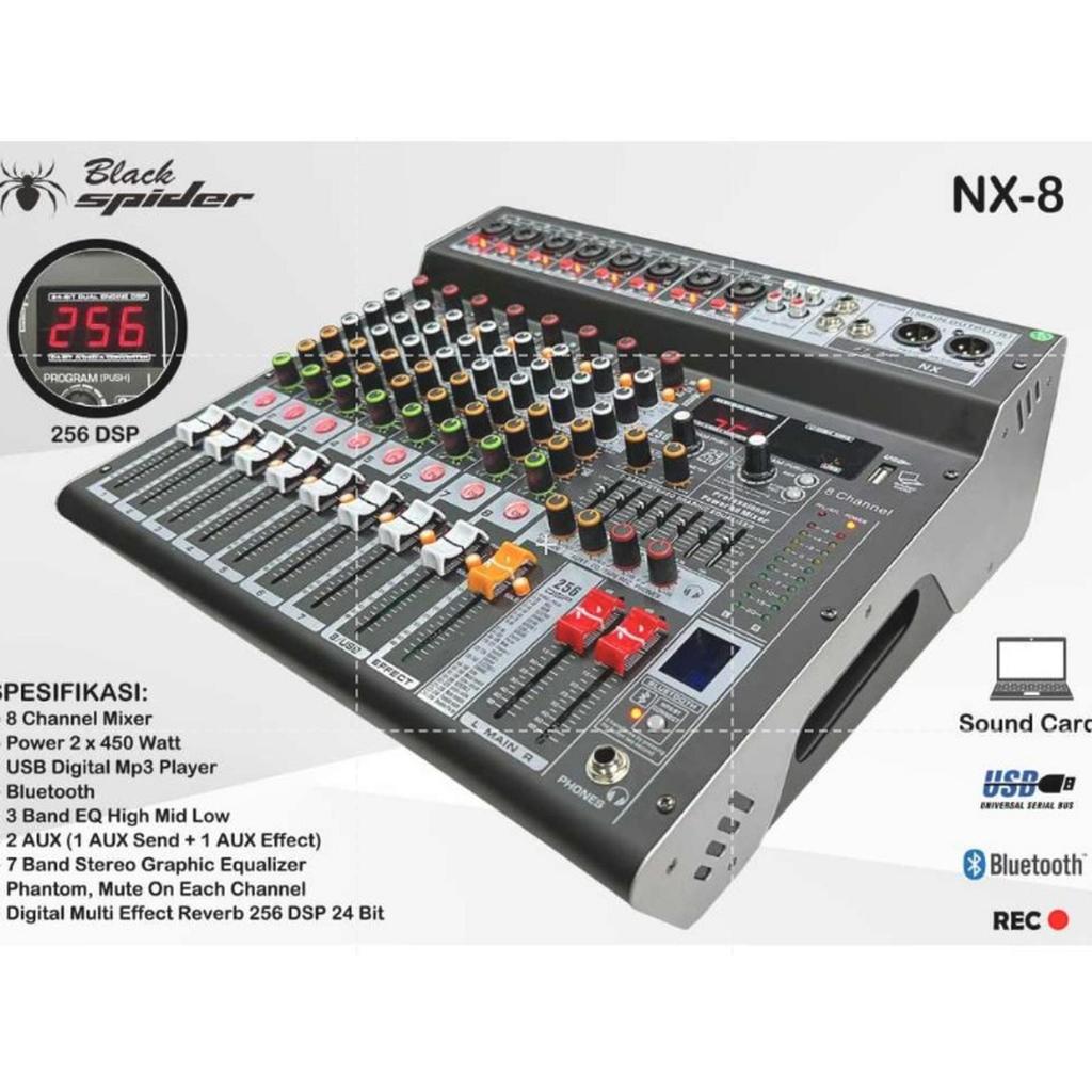 Power Mixer Black Spider NX-8 Mixer Power 8 Channel NX 8 2X450W