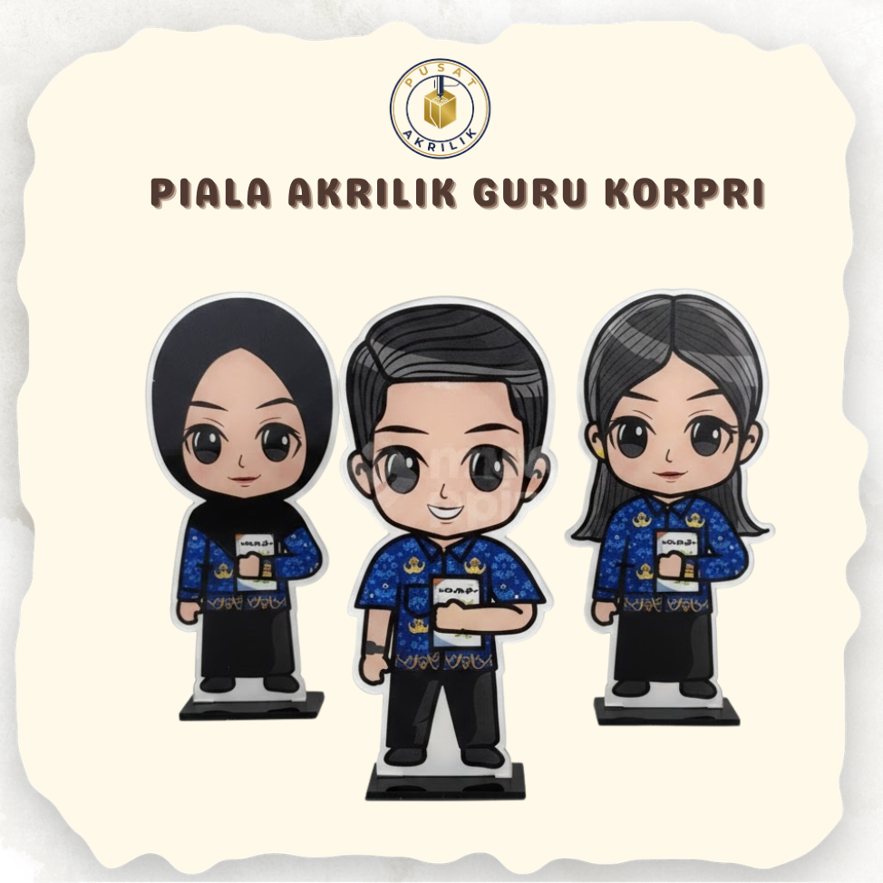 Piala Guru seragam KORPRI ( AKRILIK SAJA ) Hadiah Hari Guru Hampers Hari Guru seragam korpri Kado Un