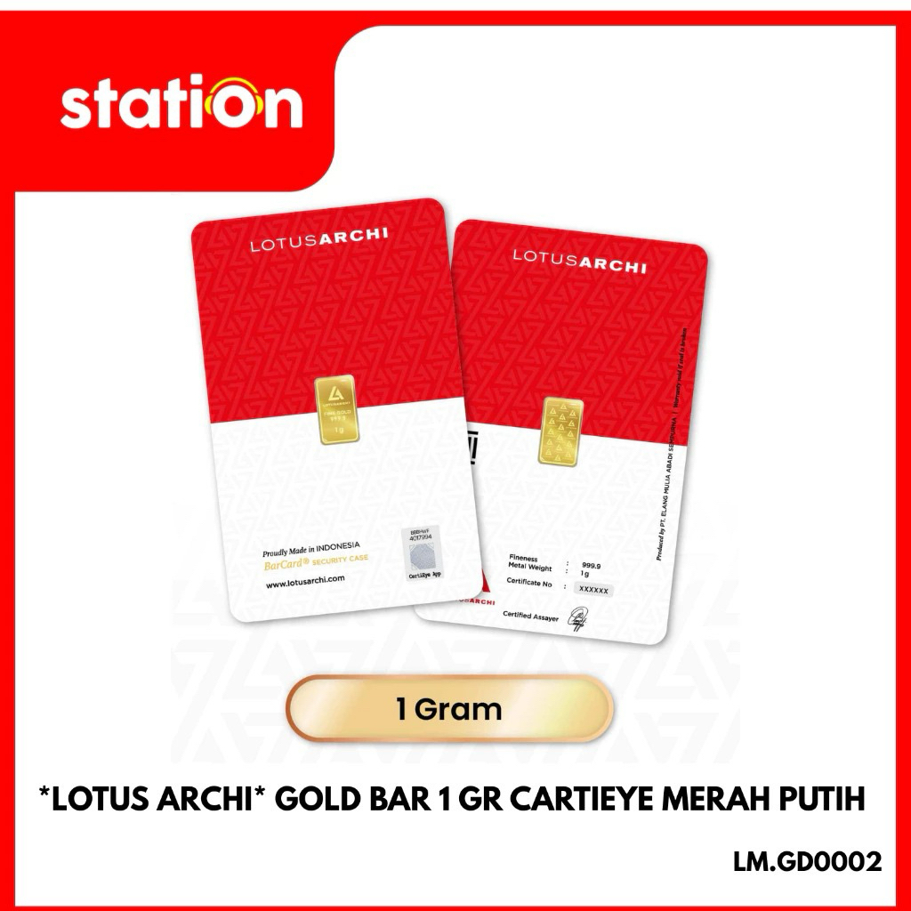 *LOTUS ARCHI* GOLD BAR CARTIEYE MERAH PUTIH 0.5GR / 1GR / 2GR