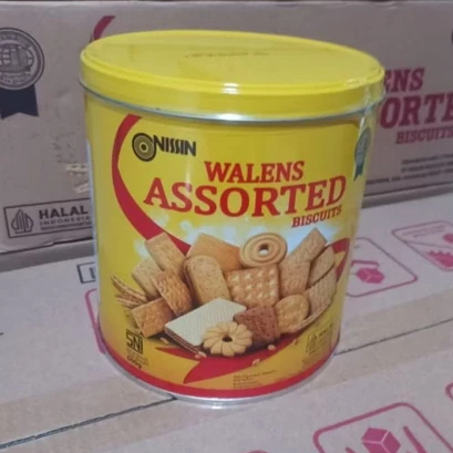 Cemilan Nissin Walens Biscuit Assorted Kemasan Kaleng isi 600 Gram Hampers Lebaran Kue Kering