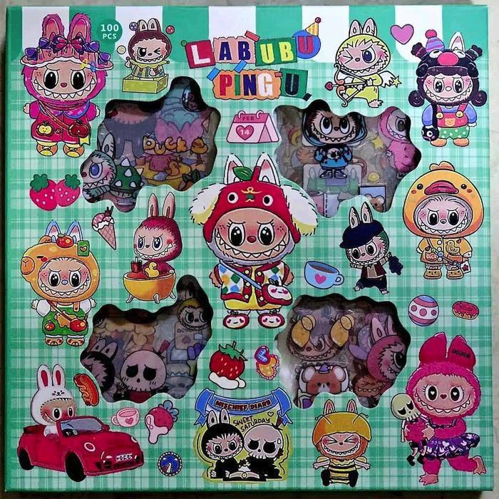 "New" Stiker MOMO perbox isi 60 pcs best seller Anak Hijau Biru Merah Paper Stationery