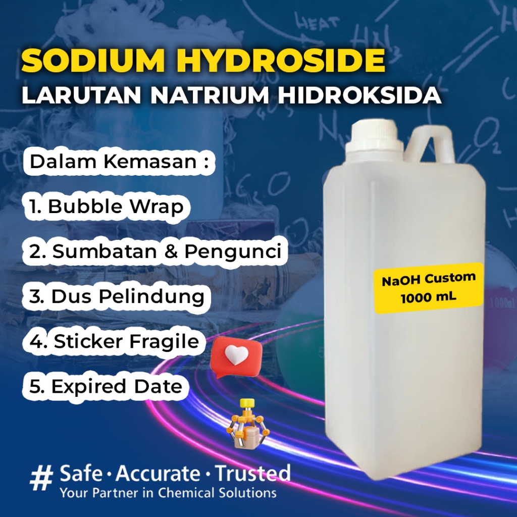 NaOH 0,1N, NaOH  0,1M, NaOH 1N, NaOH 2N, NaOH 1%, NaOH 5%, NaOH 10%, NaOH 30%, NaOH 40%, NaOH 50% – 