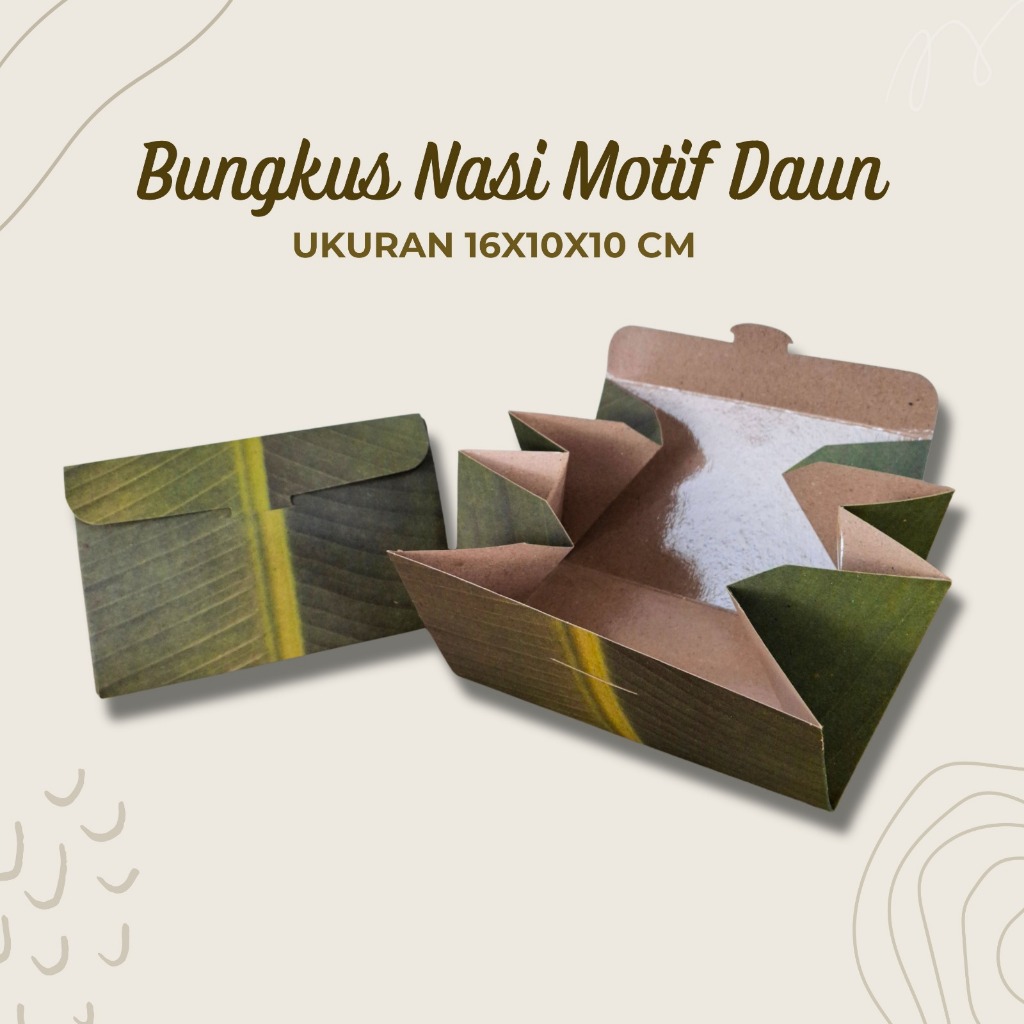 Bungkus nasi motif daun pisang craft laminasi